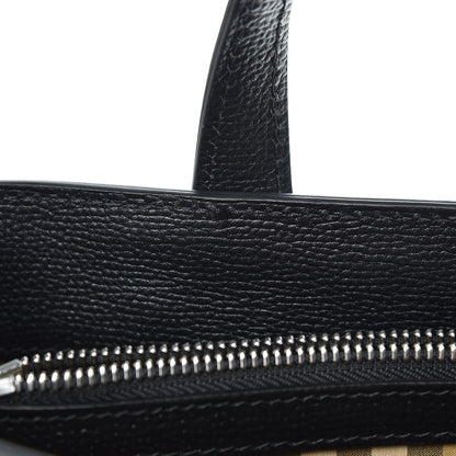 Burberry Derby Calfskin House Check Medium Banner Tote Black 10 of 14
