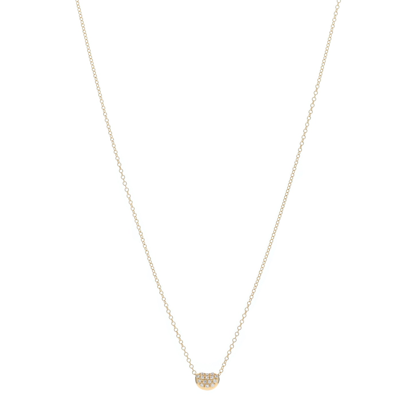 18K Yellow Gold Diamond Elsa Peretti 6.5mm Bean Pendant Necklace
