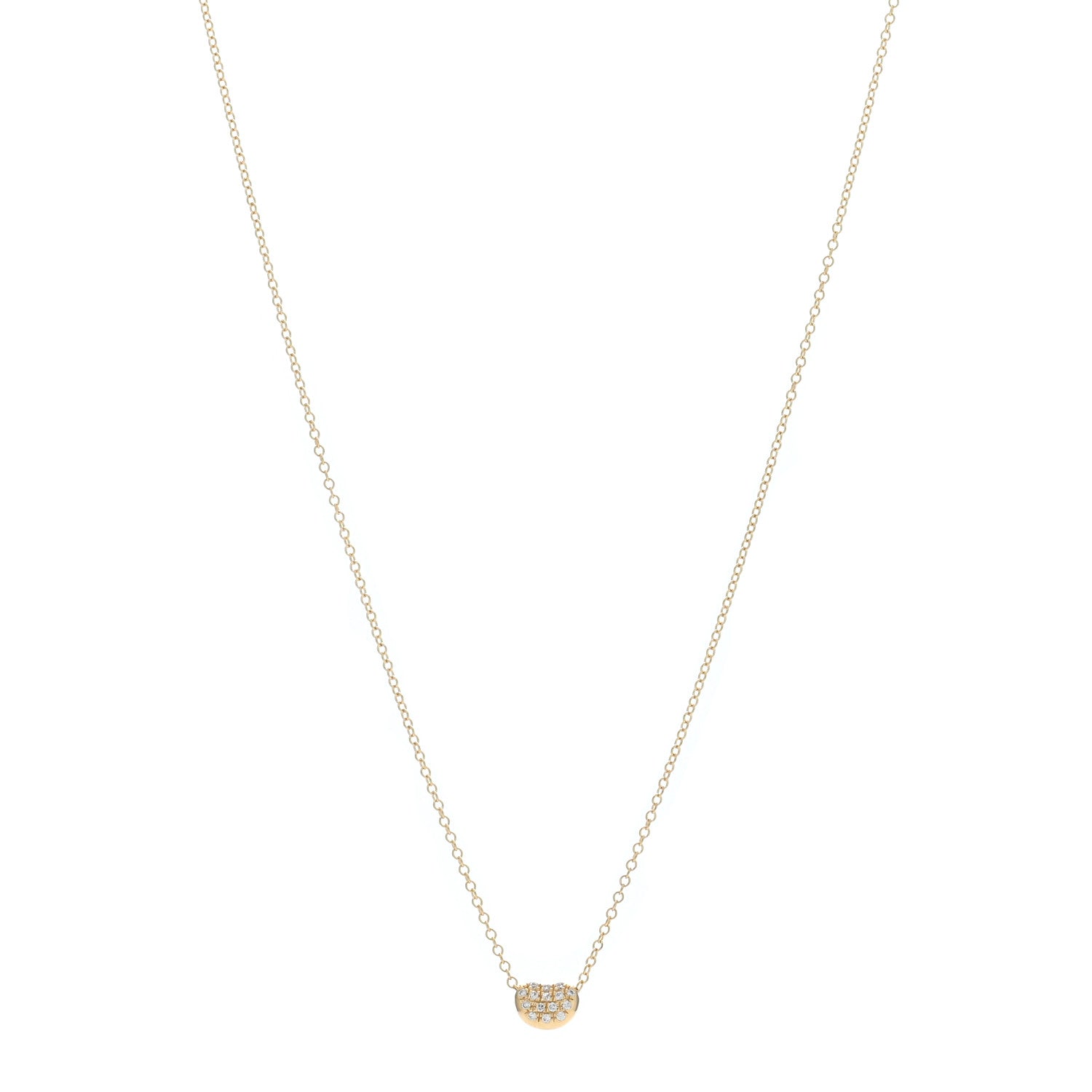 Tiffany 18K Yellow Gold Diamond Elsa Peretti 6.5mm Bean Pendant Necklace 1 of 4