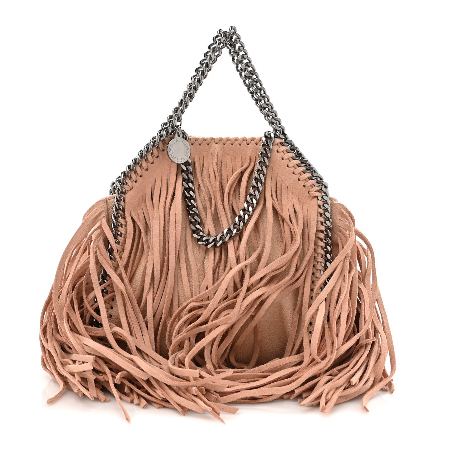 Shaggy Deer Fringe Tiny Falabella Tote Powder