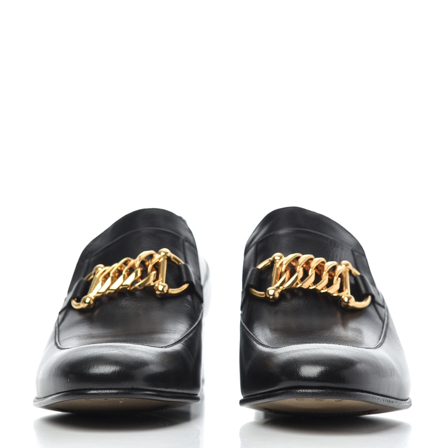 Goatskin Mens Chain Mid Heel Loafers 11 Black