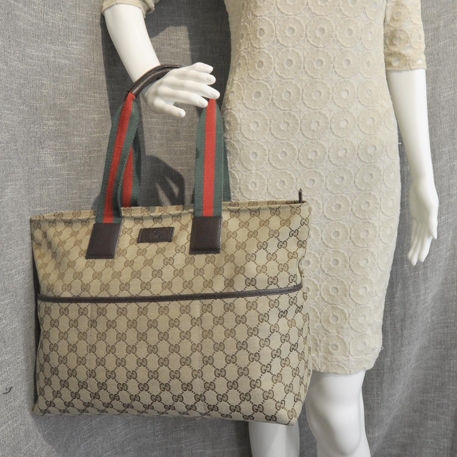 Gucci Monogram Web Large Diaper Tote Brown 3 of 8