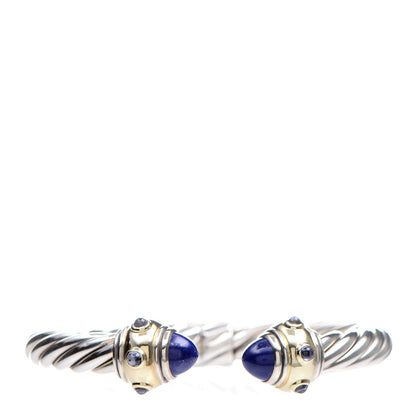 David Yurman Sterling Silver 14K Yellow Gold Lapis Amethyst 8mm Cable Classics Bracelet 1 of 6