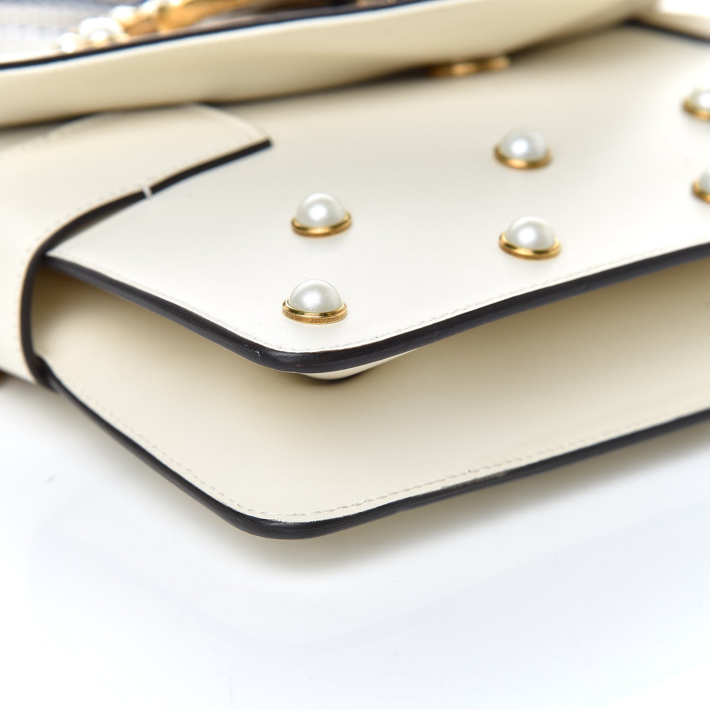 Nappa Pearl Studded Mini Queen Margaret Broadway Shoulder Bag Mystic White