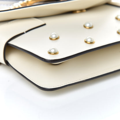 Gucci Nappa Pearl Studded Mini Queen Margaret Broadway Shoulder Bag Mystic White 8 of 10