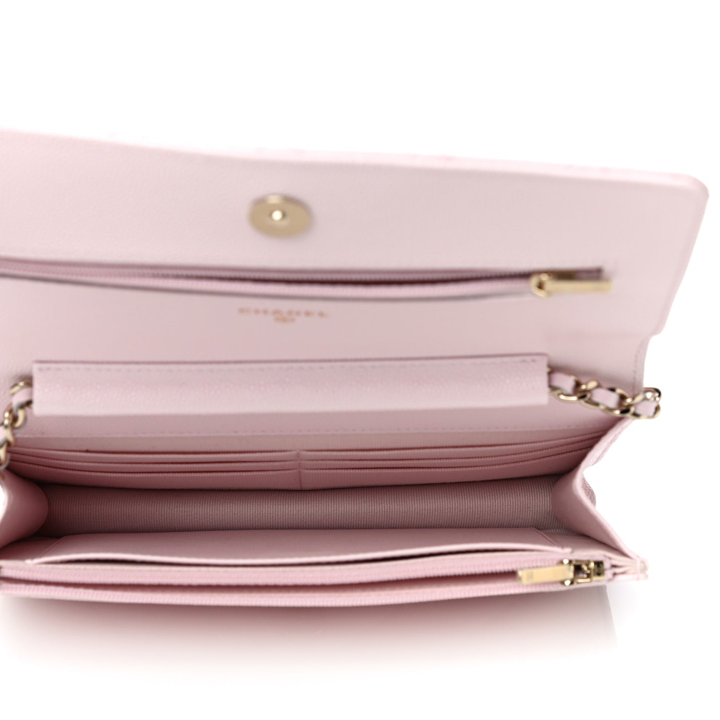 Caviar Quilted Wallet On Chain WOC Light Pink