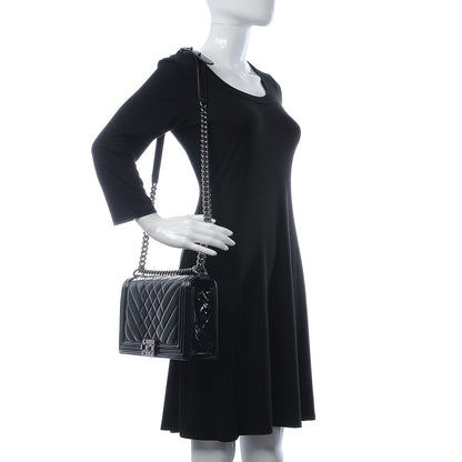 Chanel Patent Chevron Quilted New Medium Boy Flap Black 2 of 9