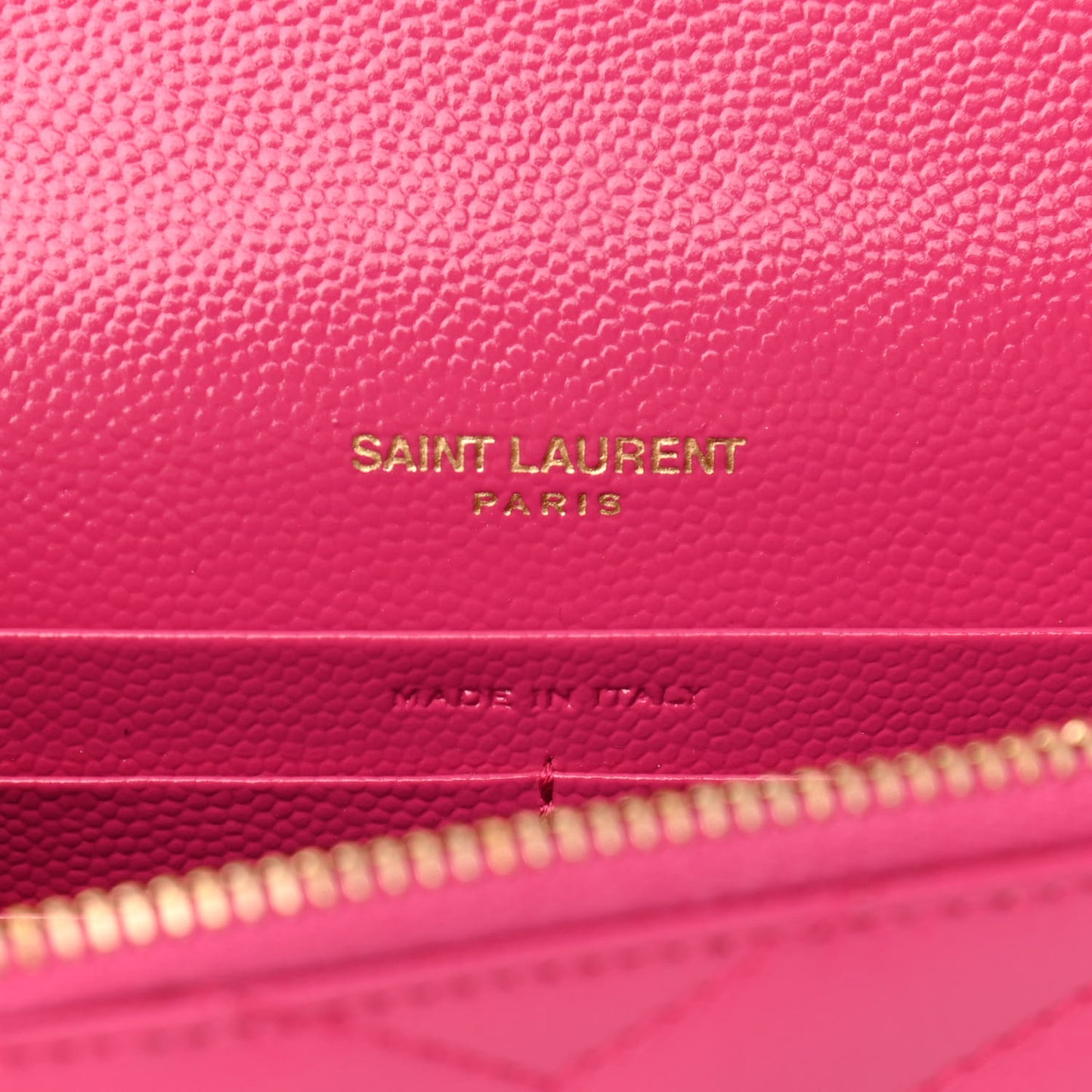 Grain De Poudre Matelasse Chevron Monogram Envelope Chain Wallet Fresh Fuchsia