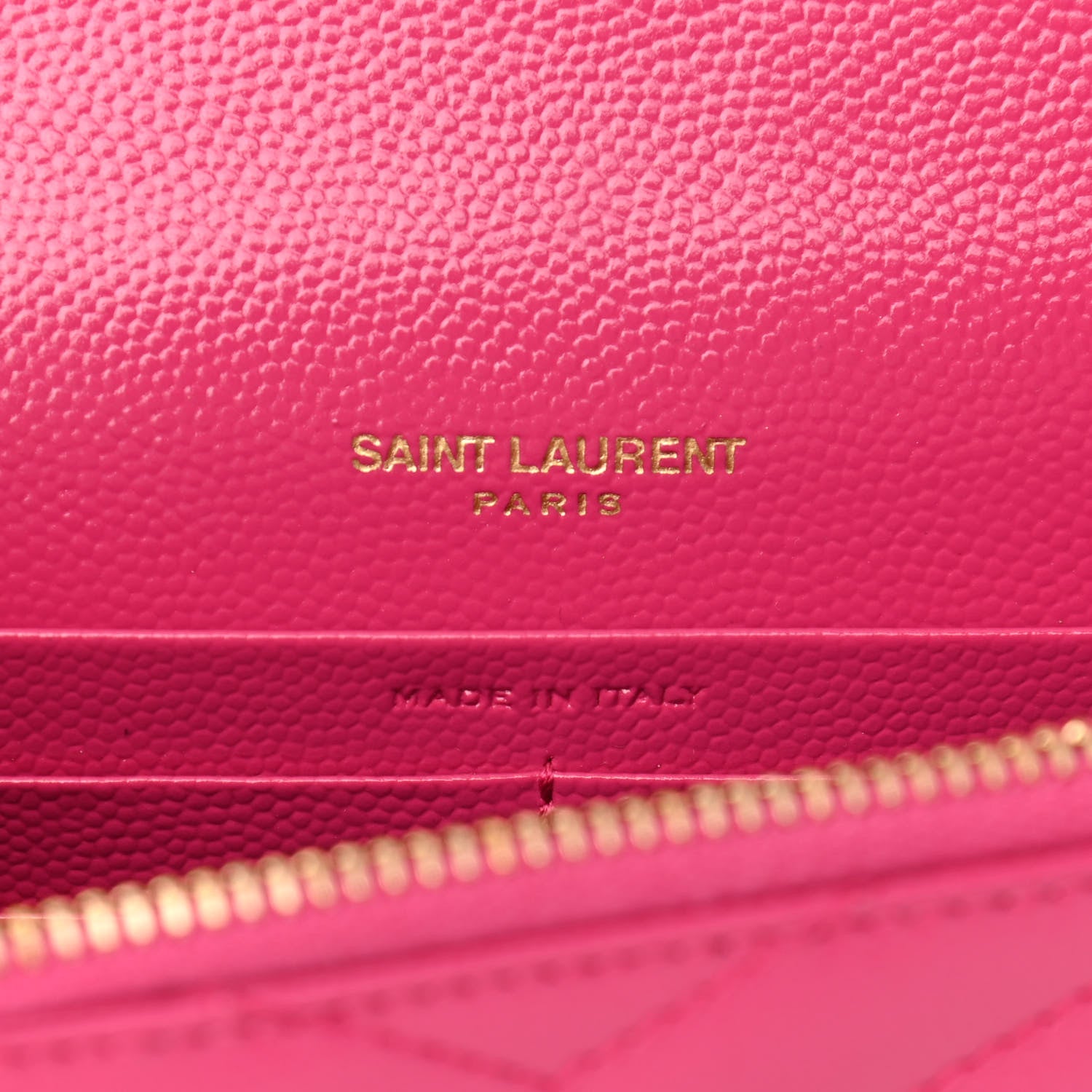 Saint Laurent Grain De Poudre Matelasse Chevron Monogram Envelope Chain Wallet Fresh Fuchsia 6 of 9