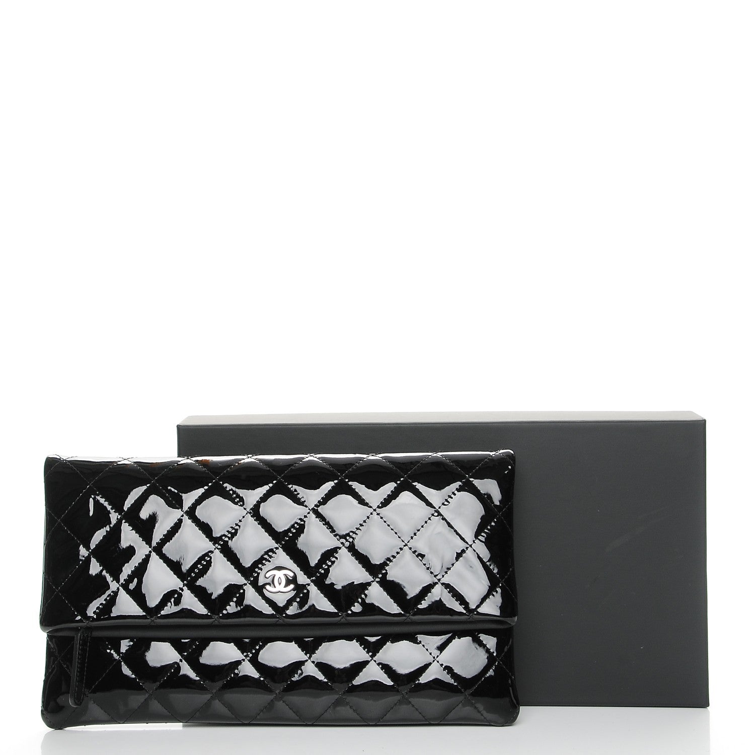 Chanel Patent Calfskin Quilted Beauty CC Clutch Black 9 of 9