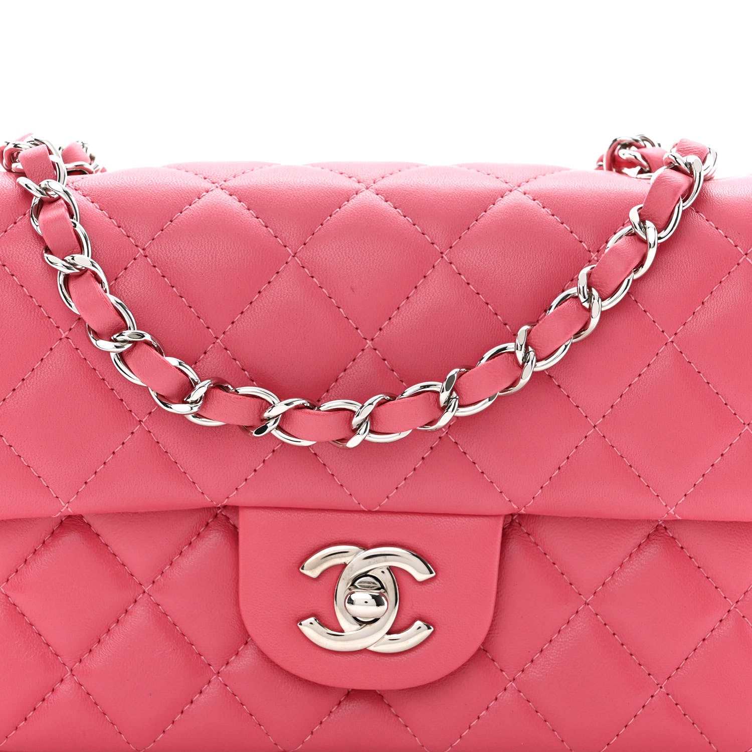 Chanel Lambskin Quilted Mini Rectangular Flap Pink 8 of 10
