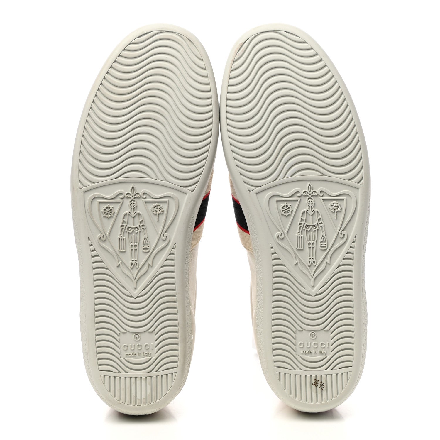 Gucci Calfskin Stripe Womens New Ace Sneakers 36.5 New Mystic White Ecru Red Flame 5 of 8
