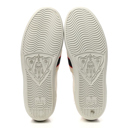 Gucci Calfskin Stripe Womens New Ace Sneakers 36.5 New Mystic White Ecru Red Flame 5 of 8