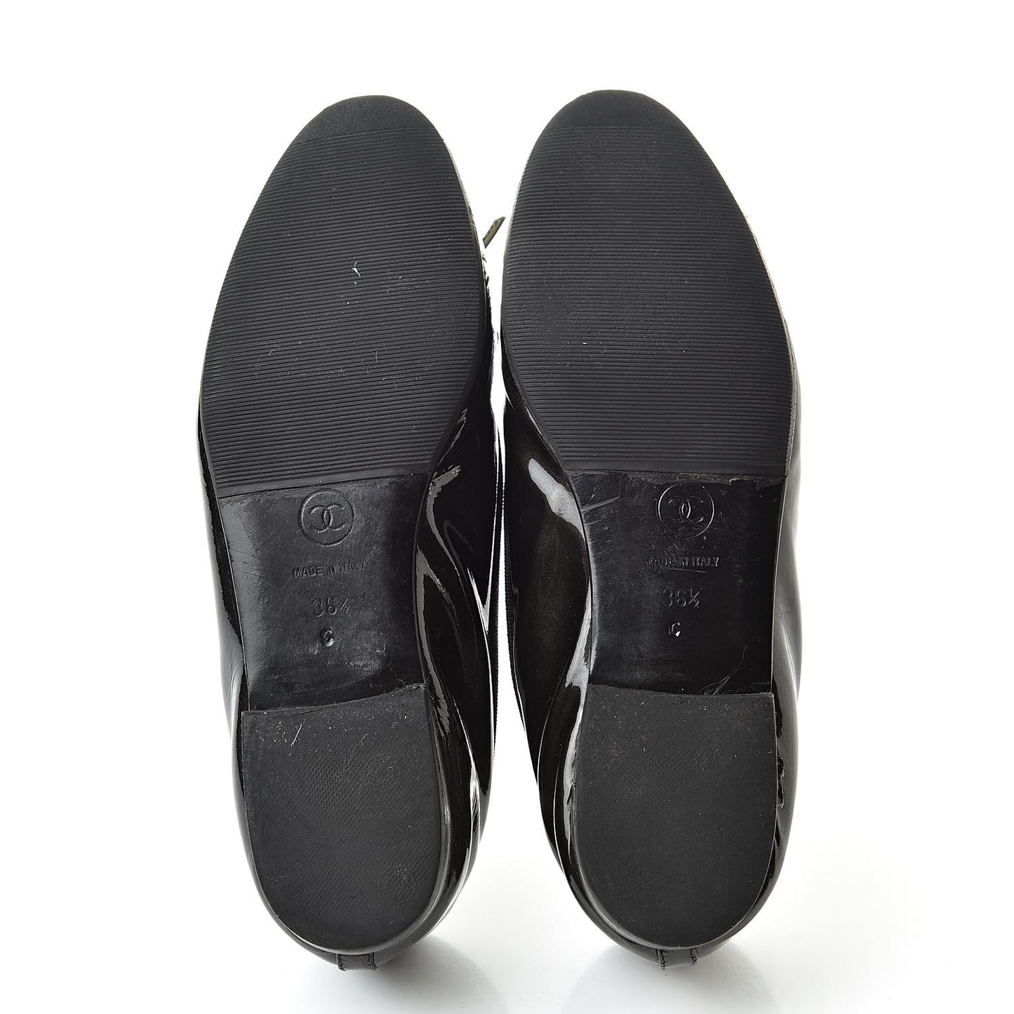 Patent Cap Toe Ballerina Flats 36.5 Black