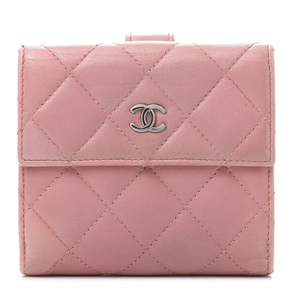 Chanel Lambskin Quilted Compact French Flap Wallet Pink 1 of 12