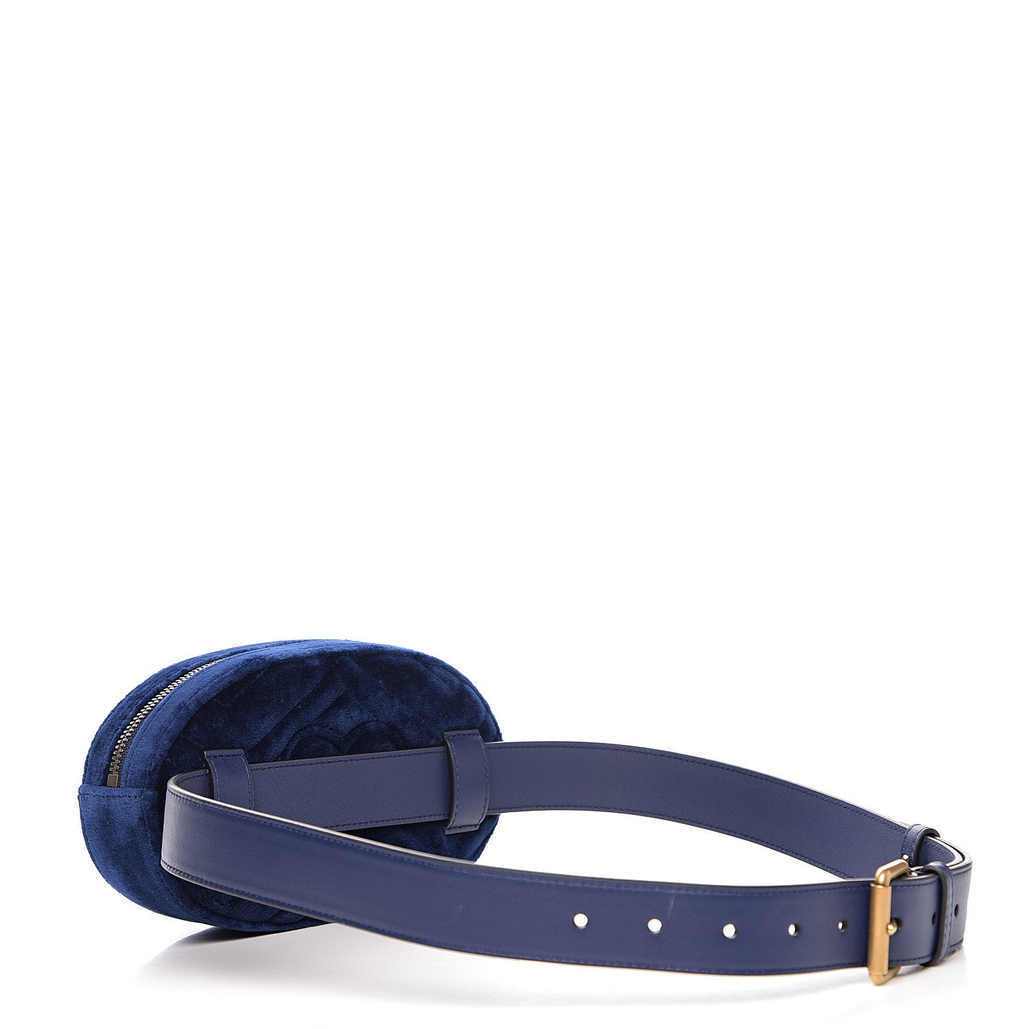 Gucci Velvet Matelasse GG Marmont Belt Bag 85 34 Cobalt Blue 2 of 9