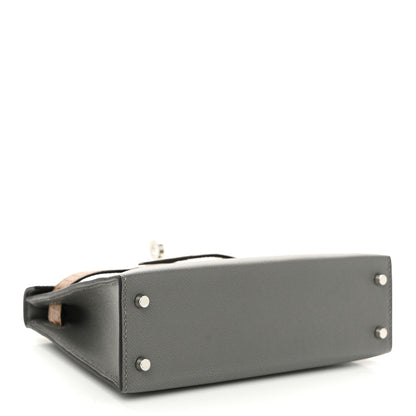 Hermes Madame Calfskin Shiny Alligator Mini Kelly Sellier Touch 20 Gris Meyer Ficelle 4 of 11