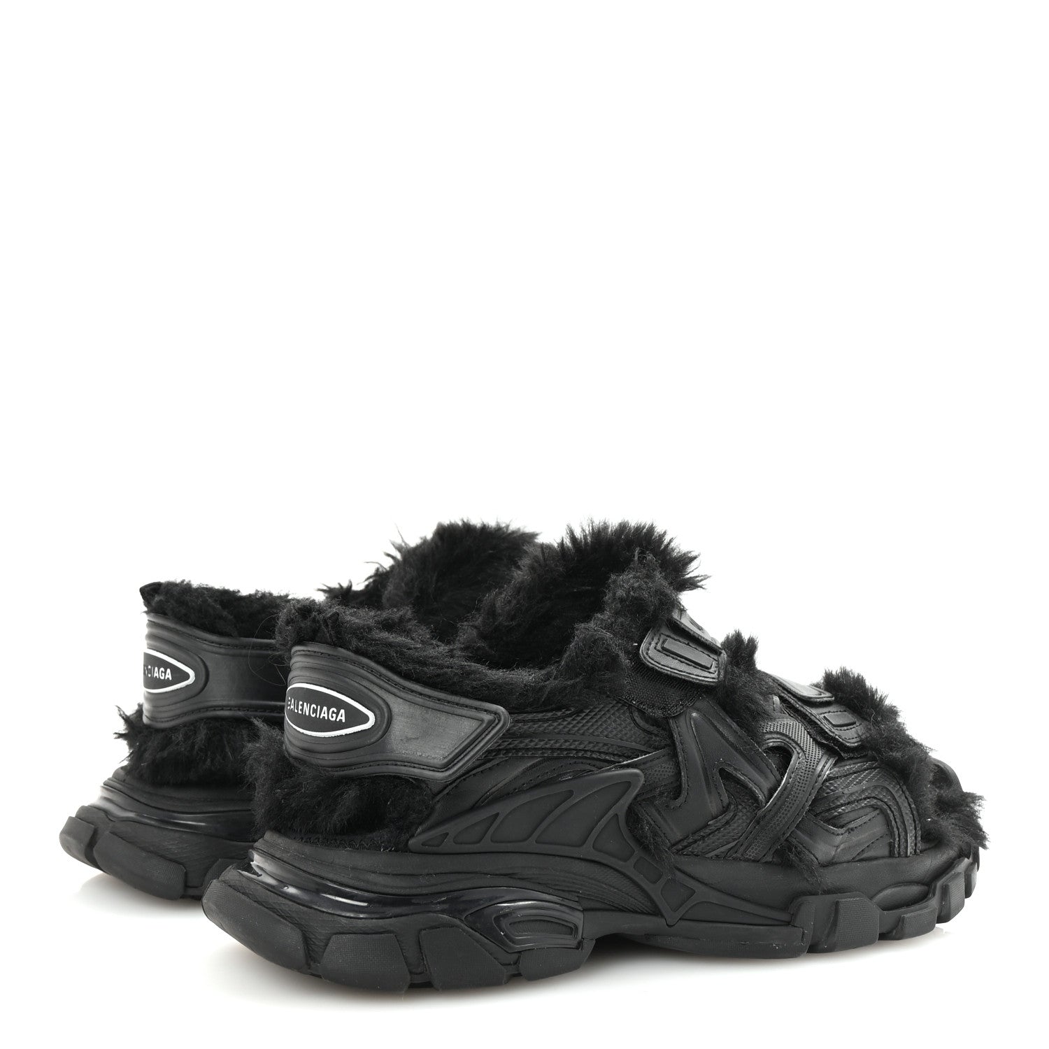Balenciaga Faux Fur Rubber Mesh Womens Track Sandals 40 Black 5 of 9
