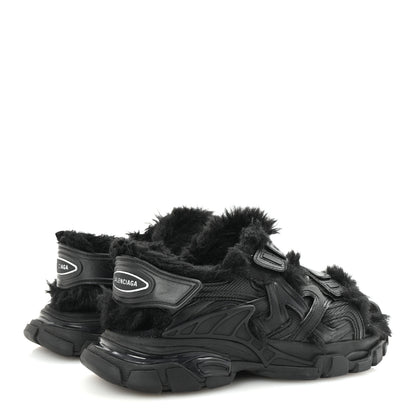 Balenciaga Faux Fur Rubber Mesh Womens Track Sandals 40 Black 5 of 9