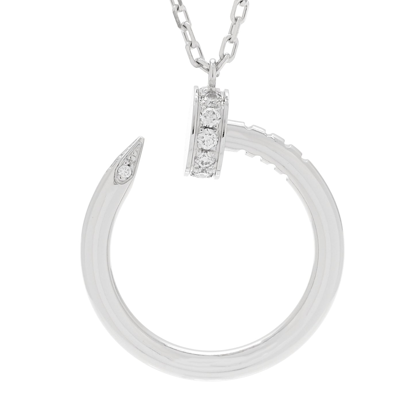 18K White Gold Diamond Juste Un Clou Pendant Necklace