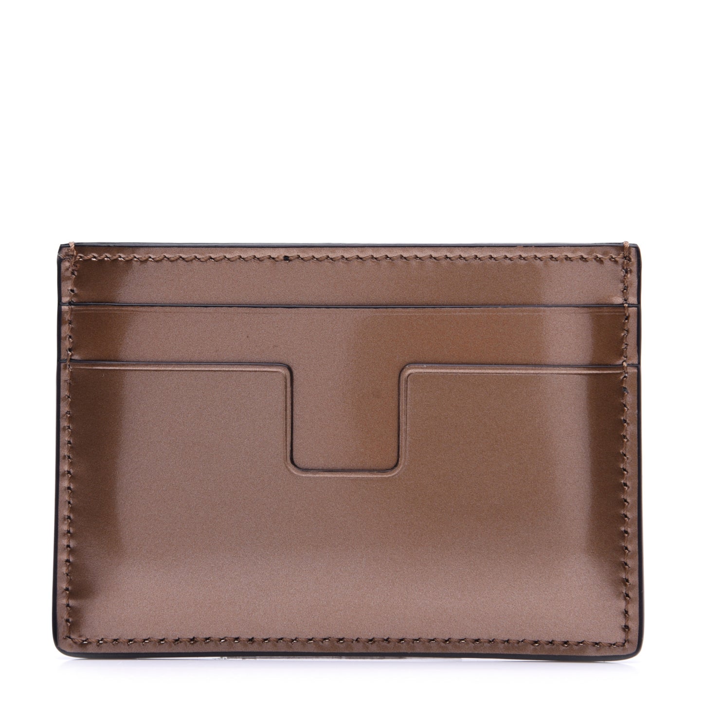 Metallic Calfskin Card Holder Light Bronze
