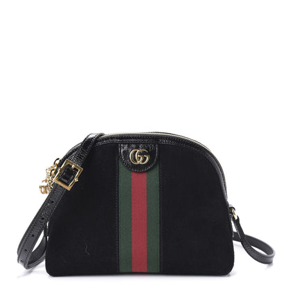 Gucci Suede Patent Web GG Small Ophidia Dome Shoulder Bag Black 1 of 11