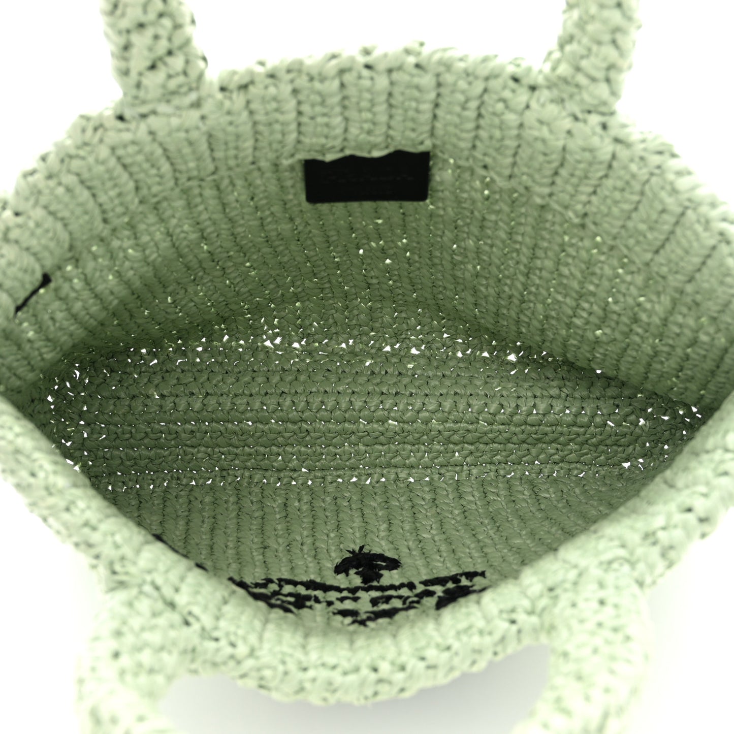 Yarn Raffia Effect Crochet Small Logo Tote Acqua