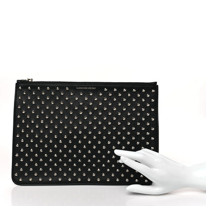 Alexander McQueen Calfskin Studded Skull Zip Pouch Black 2 of 9