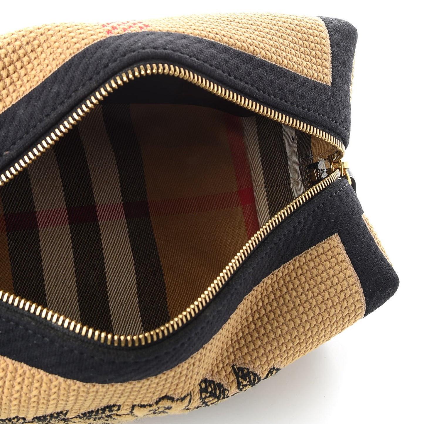 Knit Logo Mens Washbag Tan Black
