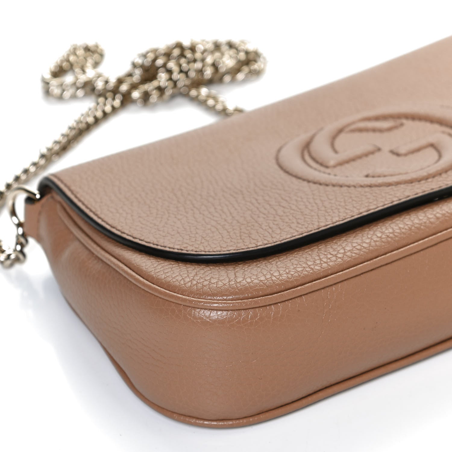 Gucci Pebbled Calfskin Medium Soho Flap Crossbody Camelia 13 of 13