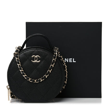 Chanel Caviar Quilted Round Handle With Care Vanity With Chain Black 10 of 10
