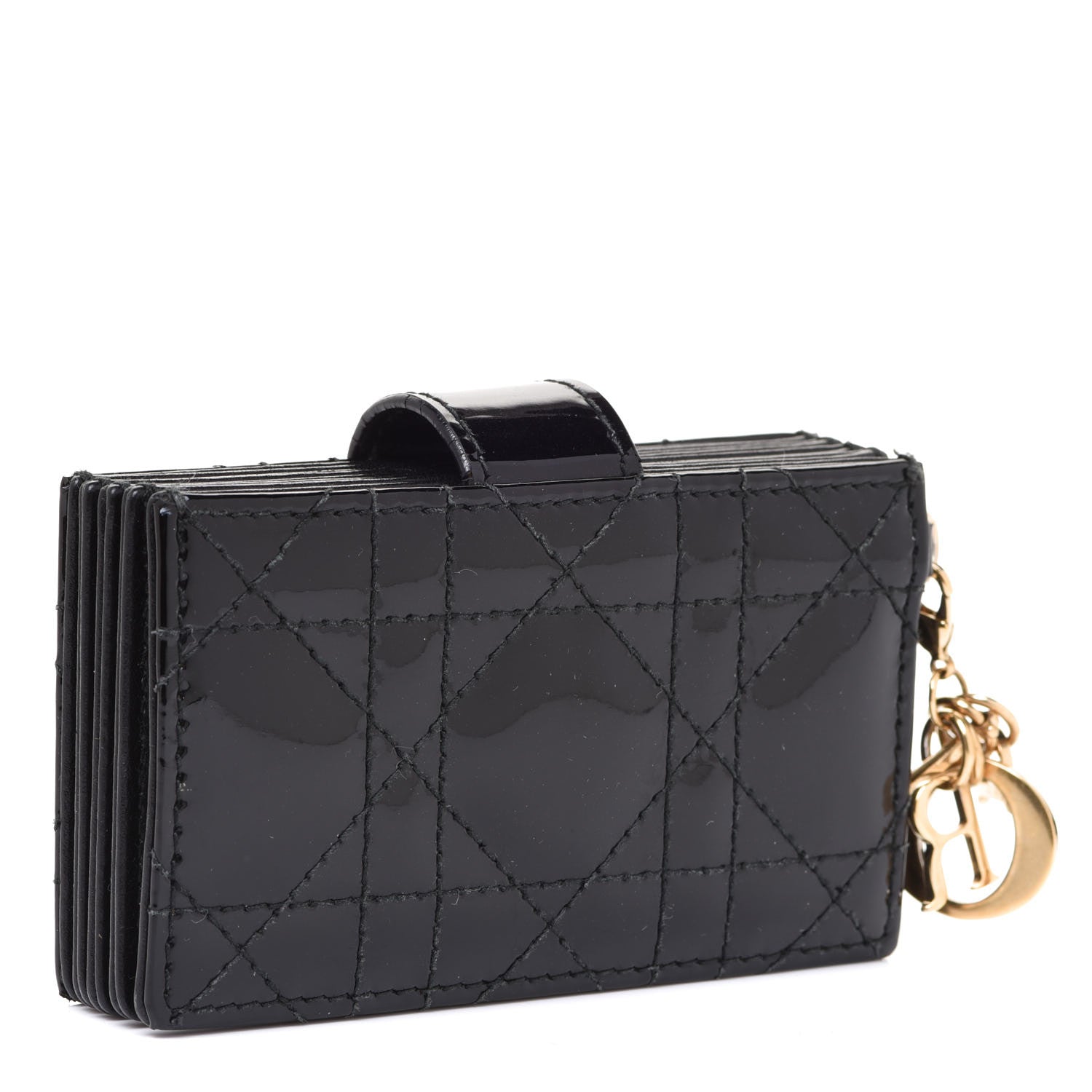 Christian Dior Patent Cannage Lady Dior 5-Gusset Card Holder Black 3 of 7