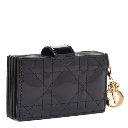 Christian Dior Patent Cannage Lady Dior 5-Gusset Card Holder Black 3 of 7