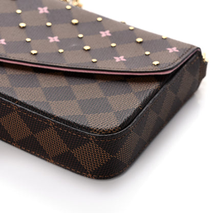 Louis Vuitton Damier Ebene Studded Pochette Felicie Chain Wallet 12 of 13