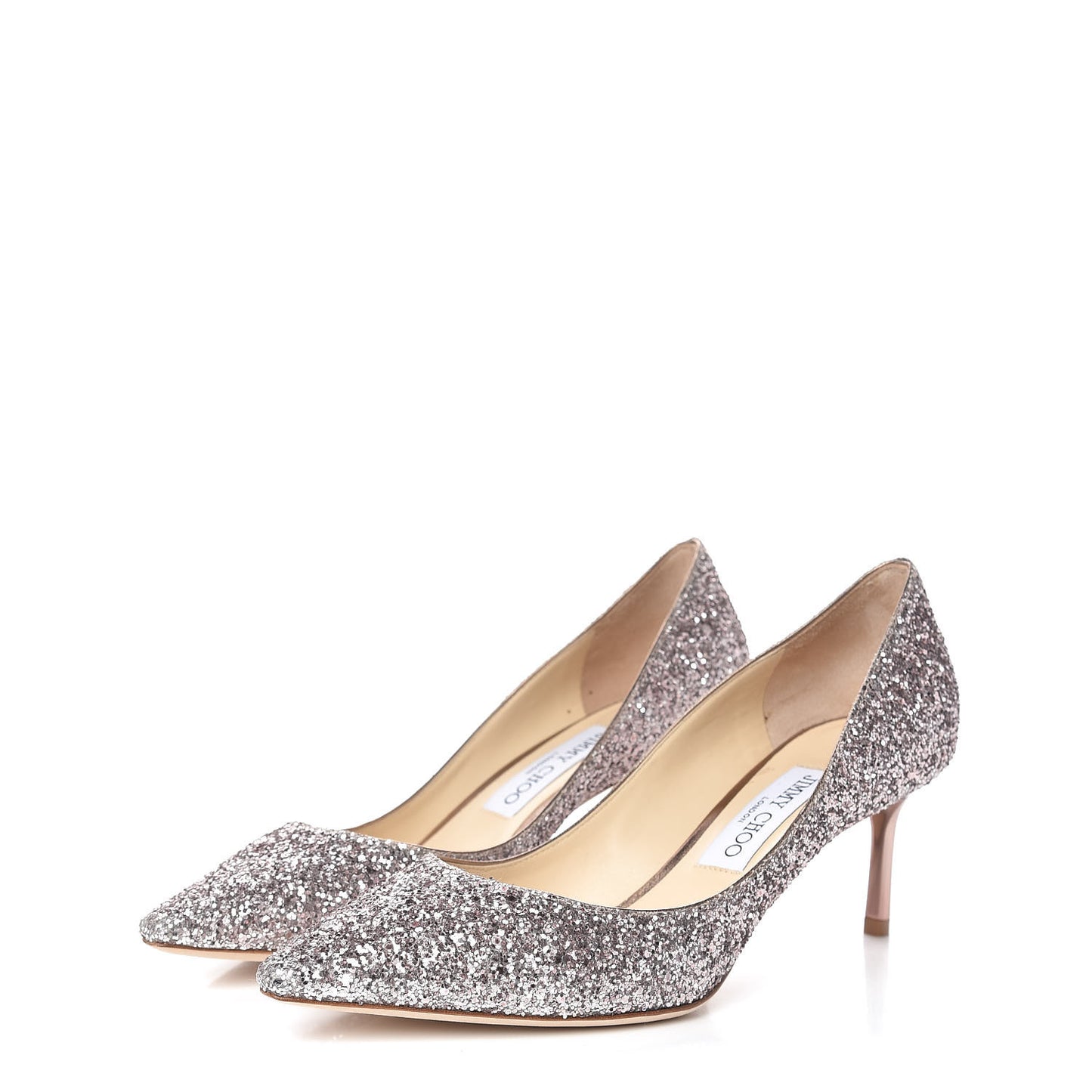 Glitter Pointy Toe Romy 60 Pumps 38.5 Tea Rose