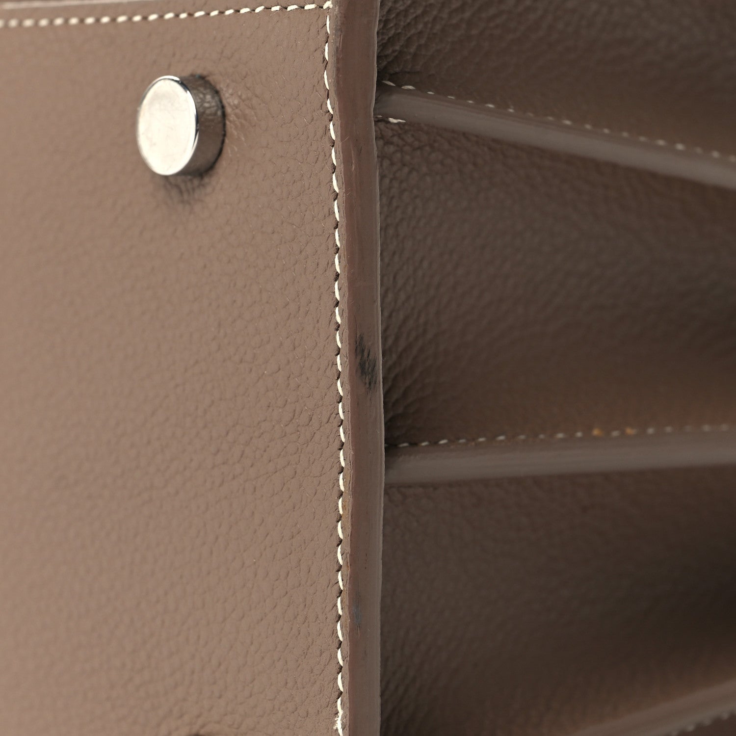 Saint Laurent Grained Calfskin Topstitch Small Classic Sac De Jour Taupe 12 of 22