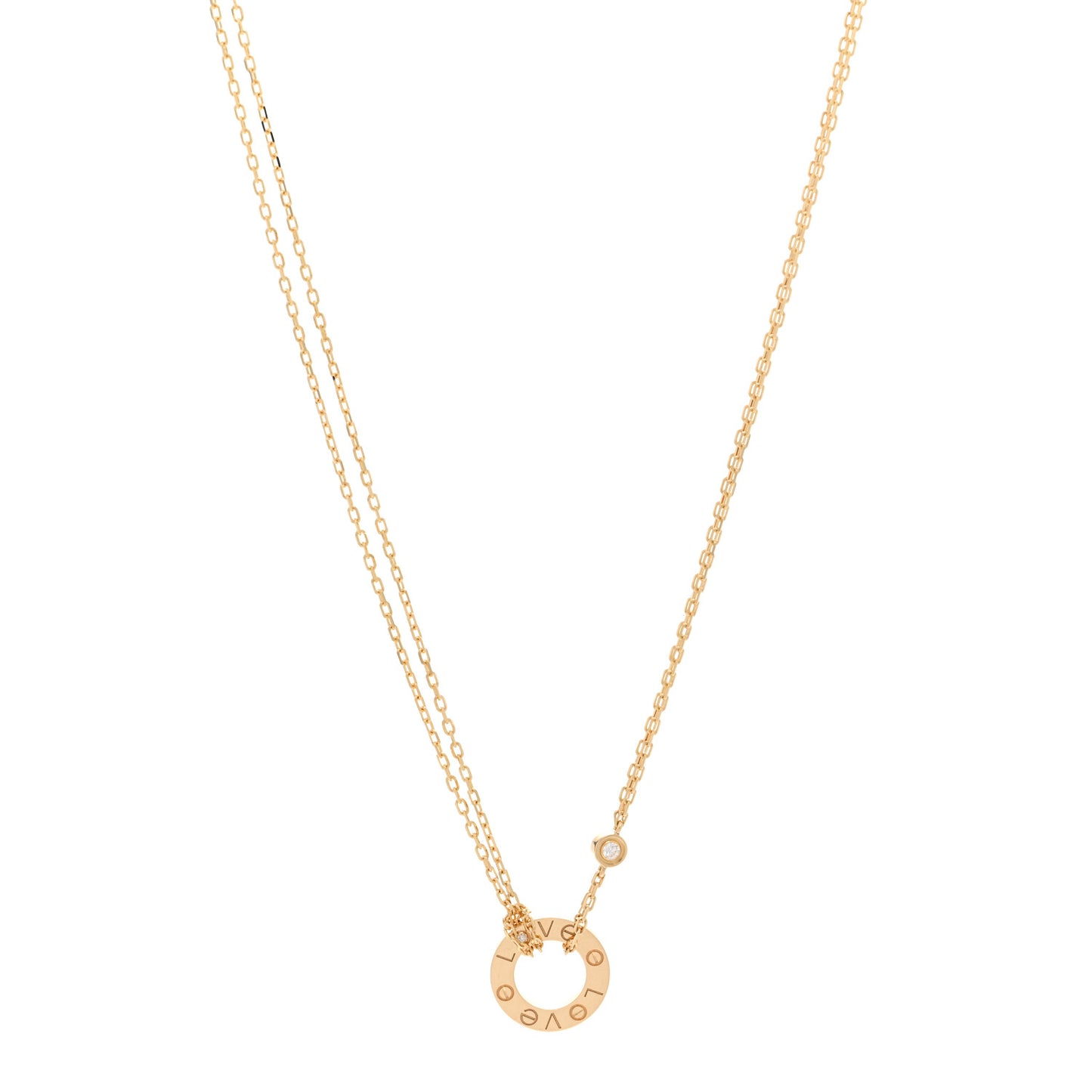 18K Yellow Gold 2 Diamond LOVE Necklace