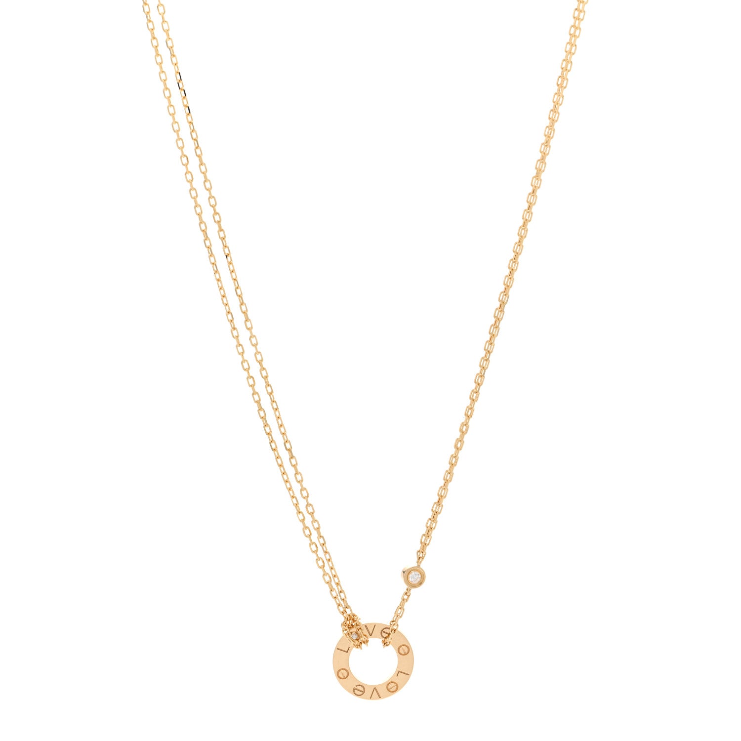 Cartier 18K Yellow Gold 2 Diamond LOVE Necklace 1 of 5