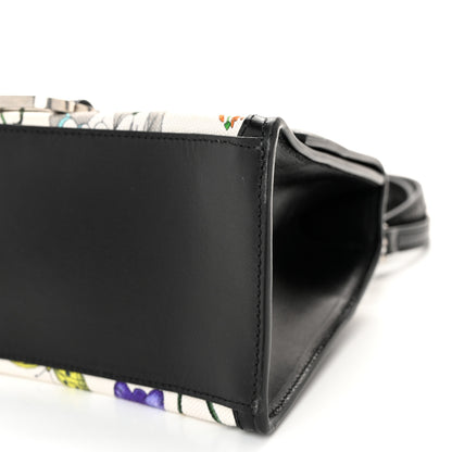 Balenciaga X GUCCI Canvas Boarded Plutone Calfskin Flora Logo Print Small Hourglass Top Handle Bag White Multicolor Black 10 of 10