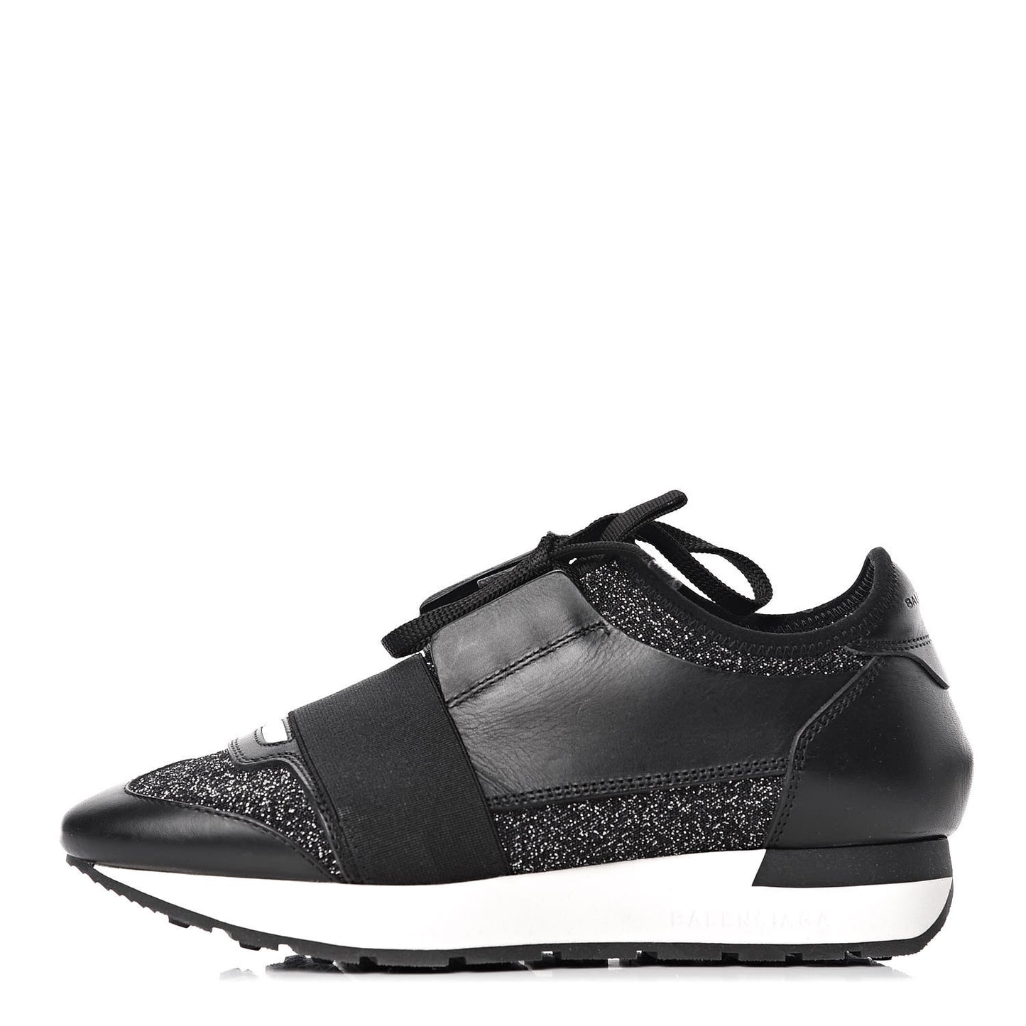 Mesh Lurex Calfskin Womens Race Runner Sneakers 35 Black