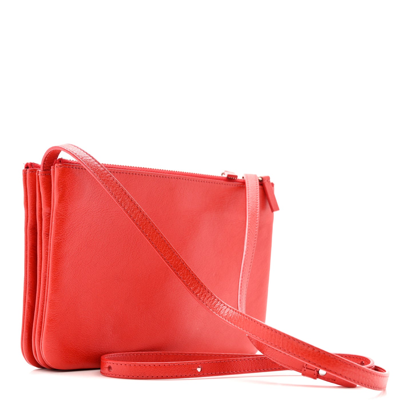 Goatskin Small Trio Crossbody Bag Alizarin