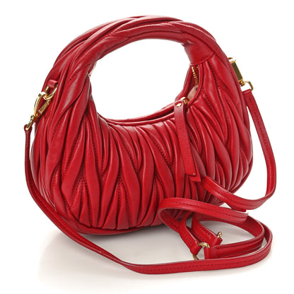 Miu Miu Nappa Matelasse Mini Wander Hobo Fuoco 2 of 10