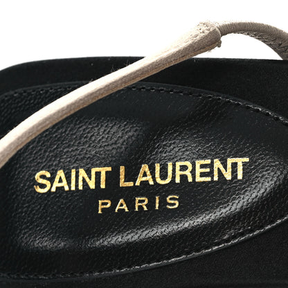 Saint Laurent Satin Slingback Jaspe 55 Sandals 38 Black Partridge Pink 8 of 9