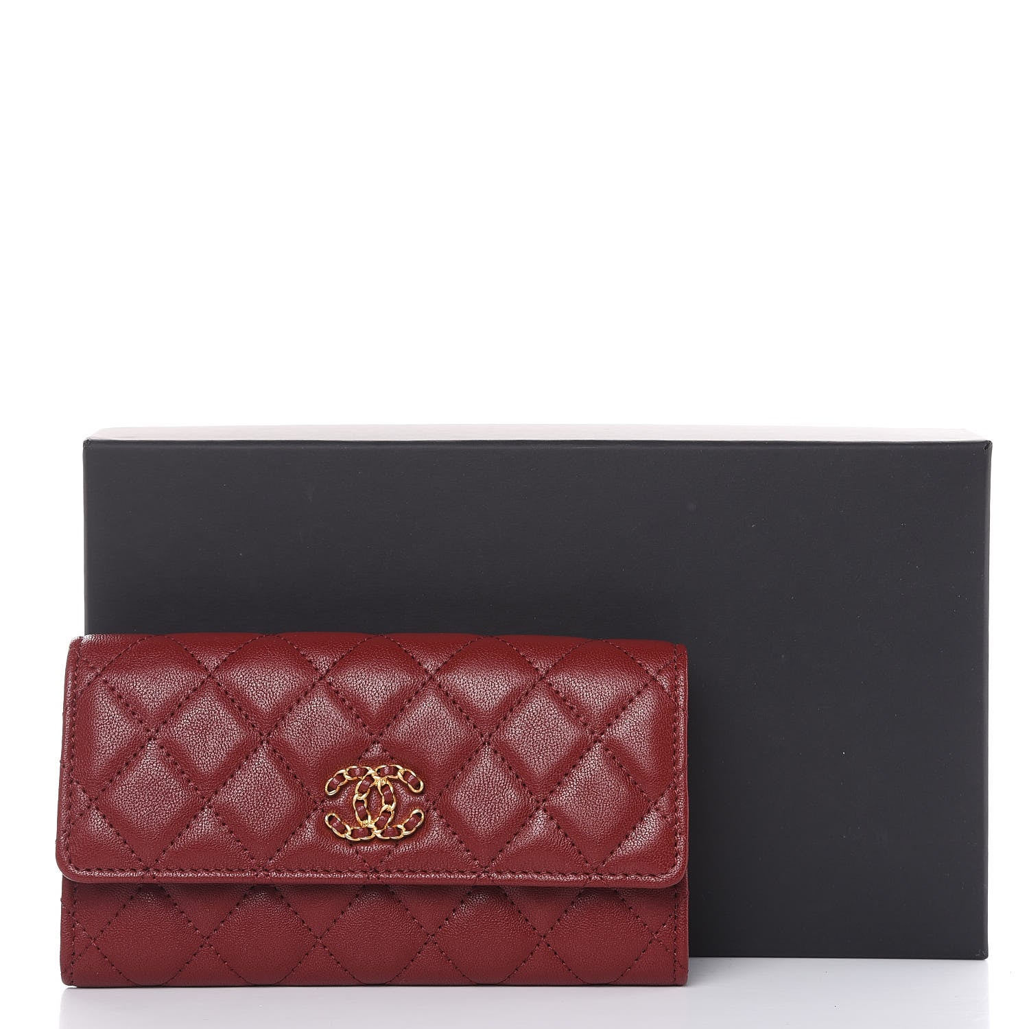 Chanel Lambskin Quilted Medium 19 Flap Wallet Burgundy 8 of 8