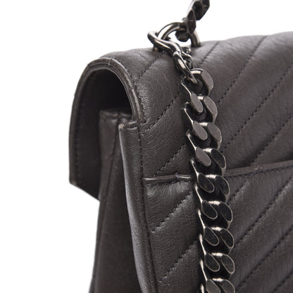 Saint Laurent Sheepskin Matelasse Chevron Monogram Large College Satchel Dark Anthracite 12 of 16
