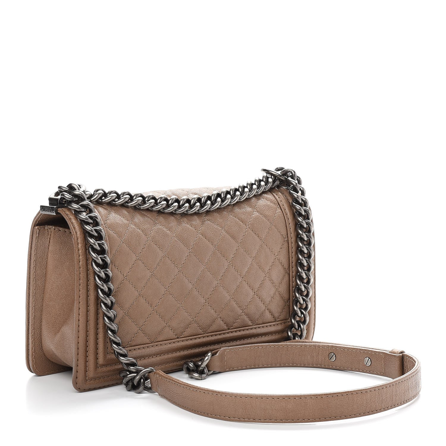 Chanel Metallic Calfskin Quilted Medium Boy Flap Dark Gold 3 of 9