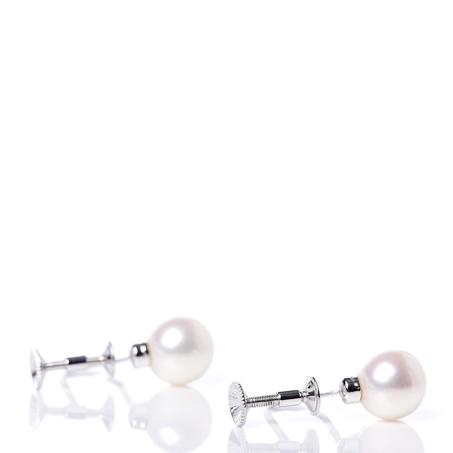 Mikimoto 18K White Gold Diamond Akoya Pearl 7-7.5mm Screw Back Earrings 4 of 4