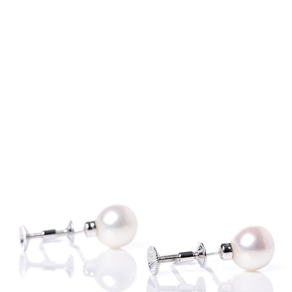 Mikimoto 18K White Gold Diamond Akoya Pearl 7-7.5mm Screw Back Earrings 4 of 4