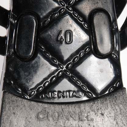 Chanel Lambskin Camellia Thong Sandals 40 Black White 6 of 7