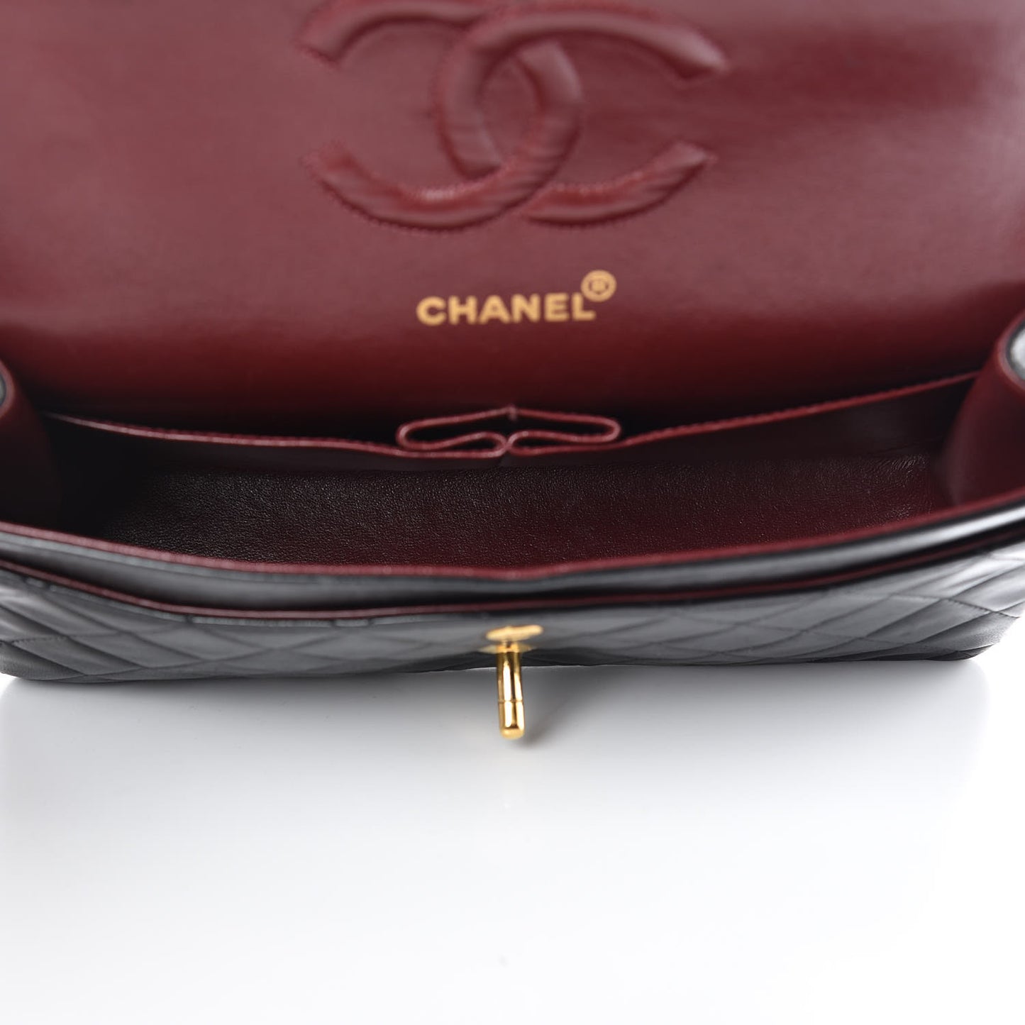 Lambskin Quilted Medium Double Flap Black